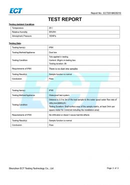 Certificat de TESTARE EK IP66